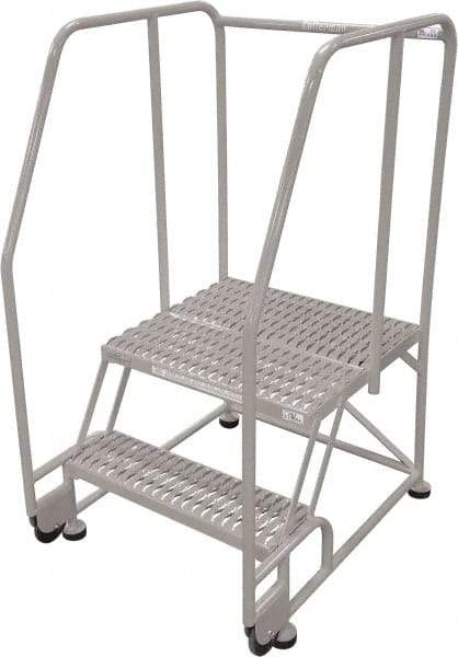 Cotterman - 50" 2 Step Rolling Warehouse Ladder - Tilt & Roll Safety Ladder, 450 Lb Capacity, 20" Platform Height, 34" Base Width x 28" Base Depth, Perforated Tread - A1 Tooling