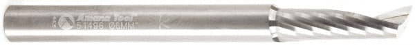 Amana Tool - 6mm Cutting Diam x 0.787" Length of Cut, 1 Flute, Upcut Spiral Router Bit - Uncoated, Right Hand Cut, Solid Carbide, 2-33/64" OAL x 1/8" Shank Diam, 20° Helix Angle - A1 Tooling