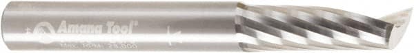 Amana Tool - 3/8" Cutting Diam x 1-1/8" Length of Cut, 1 Flute, Upcut Spiral Router Bit - Uncoated, Right Hand Cut, Solid Carbide, 3" OAL x 3/8" Shank Diam, 20° Helix Angle - A1 Tooling