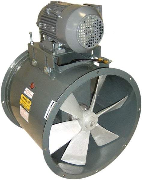 Americraft - 1 hp 24" TEFC Wet Location Belt Drive Tube Axial Duct Fan - 7,425 CFM at 0 Static Pressure, 1,725 RPM, Single Phase - A1 Tooling