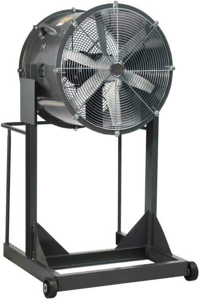 Americraft - 30" Blade, 3/4 hp, 10,400 CFM, High Floor Stand Industrial Circulation Fan - Floor Stand, 230/460 Volts, 1 Speed - A1 Tooling