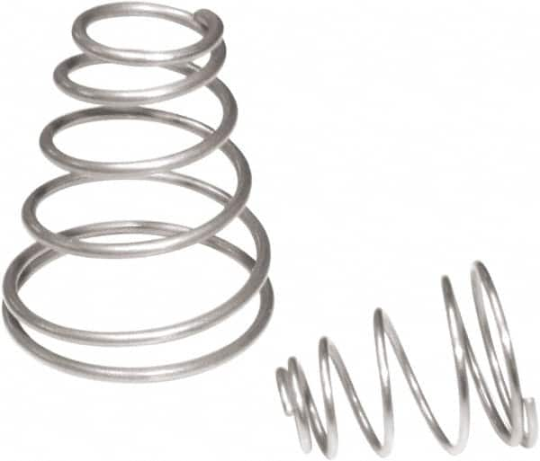 Associated Spring Raymond - 12.2mm OD, 0.9mm Wire, 3/8" Free Length, Cone Spring - 20.91 Lb Spring Rating, 28.33 N Max Work Load, Stainless Steel - A1 Tooling