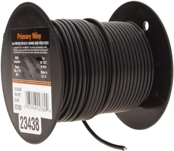 EastPenn - 16 AWG Automotive Plastic Insulated, Single Conductor Wire - 100' Long, Black - A1 Tooling