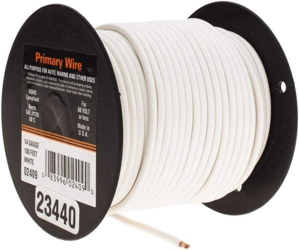 EastPenn - 14 AWG Automotive Plastic Insulated, Single Conductor Wire - 100' Long, White - A1 Tooling