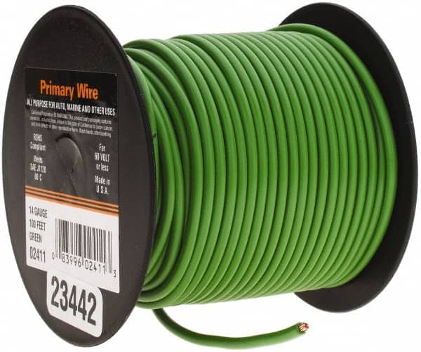 EastPenn - 14 AWG Automotive Plastic Insulated, Single Conductor Wire - 100' Long, Green - A1 Tooling