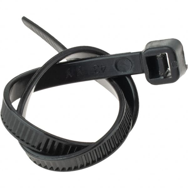 Value Collection - 8" Long Black Nylon Standard Cable Tie - 50 Lb Tensile Strength, 54mm Max Bundle Diam - A1 Tooling