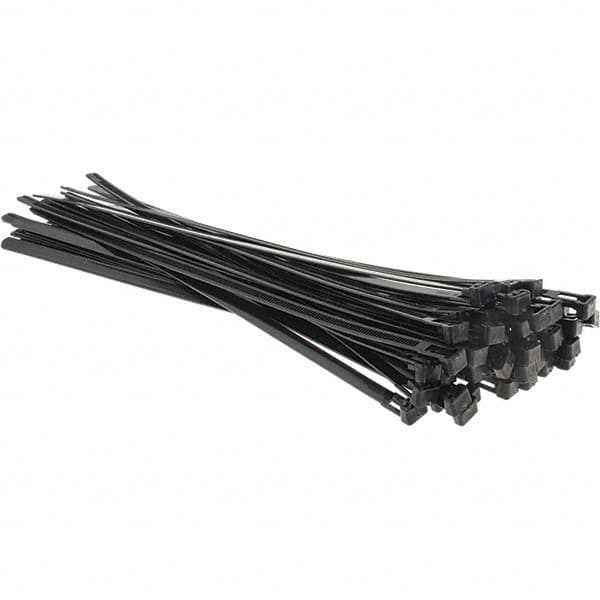 Value Collection - 11.7" Long Black Nylon Standard Cable Tie - 50 Lb Tensile Strength, 80mm Max Bundle Diam - A1 Tooling