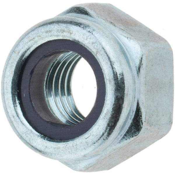 Value Collection - 1/4-28 UNF Grade 2 Hex Lock Nut with Nylon Insert - 7/16" Width Across Flats, 19/64" High, Zinc-Plated Finish - A1 Tooling