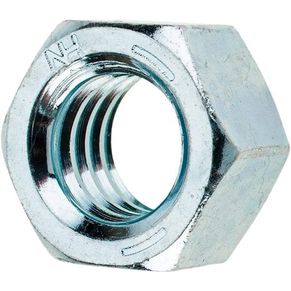 Value Collection - 3/8-16 UNC Steel Right Hand Hex Nut - 9/16" Across Flats, 21/64" High, Zinc Clear Finish - A1 Tooling