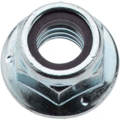 Value Collection - 3/8-16 UNC Grade 2 Hex Flange Lock Nut with Nylon Insert - 9/16" Width Across Flats, 7/16" High, Zinc-Plated Finish - A1 Tooling