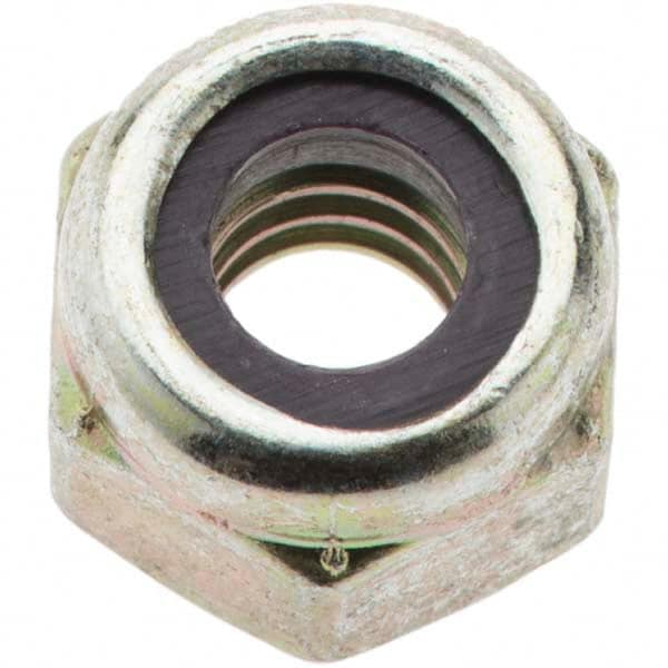 Value Collection - 1/4-20 UNC Grade 8 Hex Lock Nut with Nylon Insert - 7/16" Width Across Flats, 5/16" High, Zinc Yellow Dichromate Finish - A1 Tooling