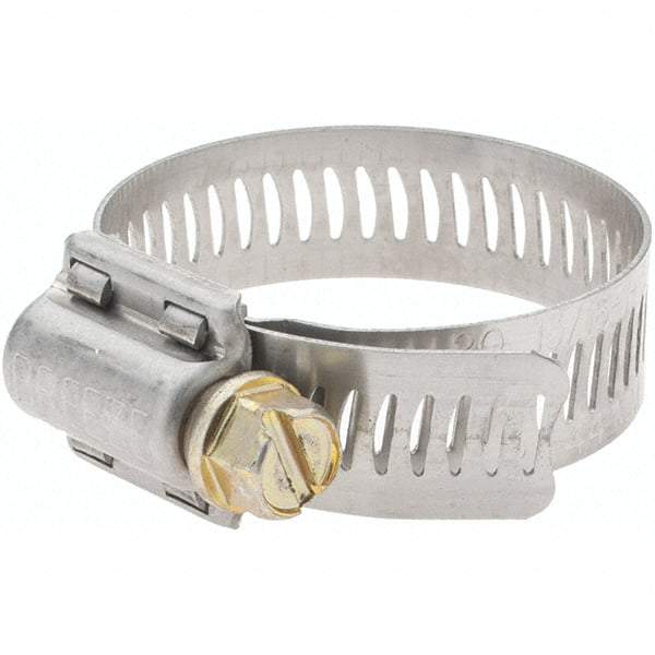 Made in USA - SAE Size 20, 13/16 to 1-3/4" Diam, Stainless Steel Worm Drive Clamp - A1 Tooling