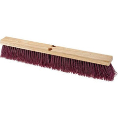 Value Collection - 24" Combo Duty Polypropylene Push Broom - 3" Bristle Length, Wood Block, Threaded Handle Connection, Handle Sold Separately - A1 Tooling