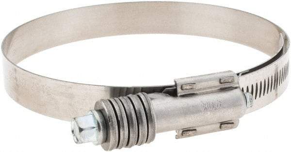 Made in USA - 3-3/4 to 4-5/8" Diam, Stainless Steel Auto-Adjustable Worm Drive Clamp - 5/6" Wide - A1 Tooling