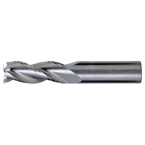 5/8″ × 5/8″ × 3/4″ × 3″ RHS / RHC Solid Carbide 3-Flute Square End High-Performance End Mill for Aluminum - Bright - Exact Industrial Supply