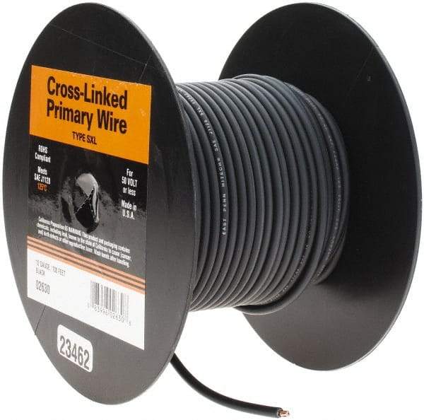 EastPenn - 12 AWG Automotive Cross-Linked Polyethylene Wire - 100' Long, Black - A1 Tooling