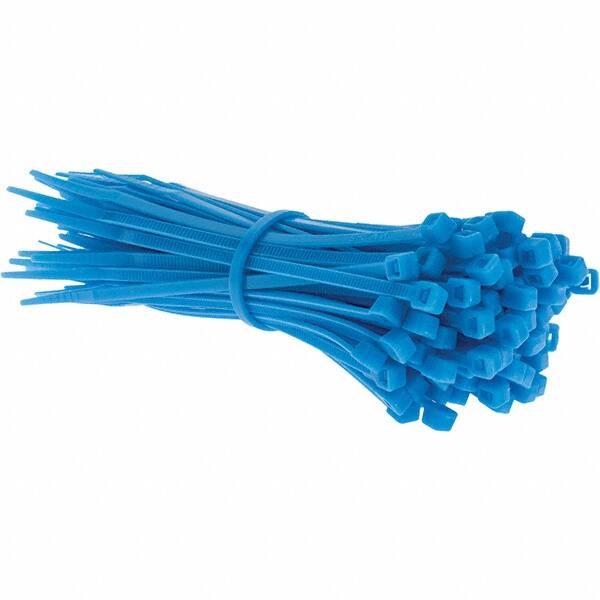 Value Collection - 4" Long Blue Nylon Standard Cable Tie - 18 Lb Tensile Strength, 21mm Max Bundle Diam - A1 Tooling