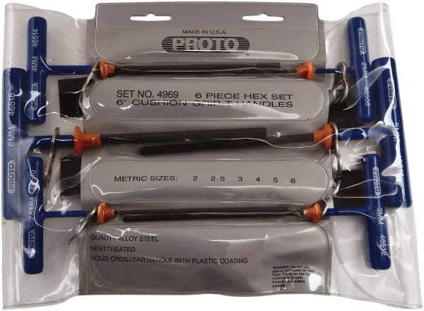 Proto - 6 Piece T-Handle Cushion Grip Tethered Hex Key Set - Hex Range 2 to 6mm - A1 Tooling