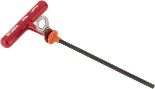 Proto - 5/32" Hex, Tethered T-Handle Cushion Grip, Hex Key - 6" OAL, Alloy Steel, Inch System of Measurement - A1 Tooling