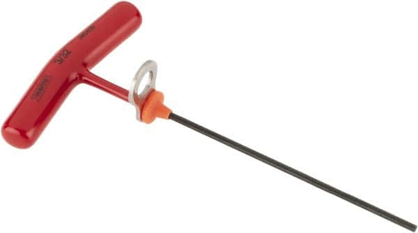 Proto - 3/32" Hex, Tethered T-Handle Cushion Grip, Hex Key - 6" OAL, Alloy Steel, Inch System of Measurement - A1 Tooling