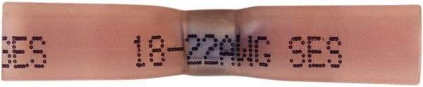 Made in USA - 22 to 18 AWG Compatible, Heat Shrink & Polyolefin Fully Insulated, Solder Butt Splice Terminal - Red - A1 Tooling