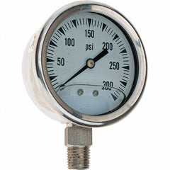 Value Collection - 2-1/2" Dial, 1/4 Thread, 0-300 Scale Range, Pressure Gauge - A1 Tooling