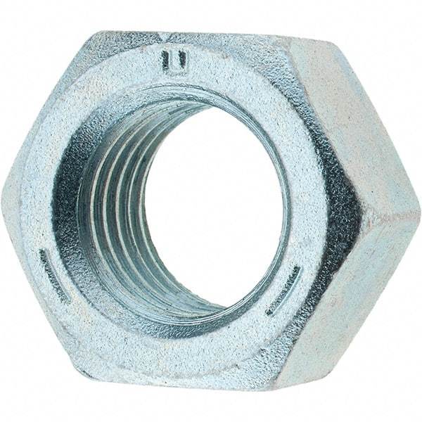 Made in USA - 1-8 UNC Steel Right Hand Hex Nut - 1-1/2" Across Flats, 0.8594" High, Zinc Clear Finish - A1 Tooling