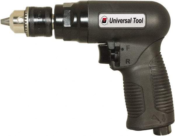 Florida Pneumatic - 3/8" Reversible Keyed Chuck - Pistol Grip Handle, 1,800 RPM, 4 CFM, 0.75 hp, 90 psi - A1 Tooling