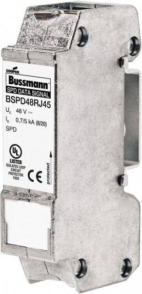 Cooper Bussmann - 1 Pole, 1 Phase, 76.91mm Long x 19mm Wide x 36.15mm Deep, Hardwired Surge Protector - DIN Rail Mount, 48 V, 34 VDC, 48 VAC Operating Voltage, 10 kA Surge Protection - A1 Tooling