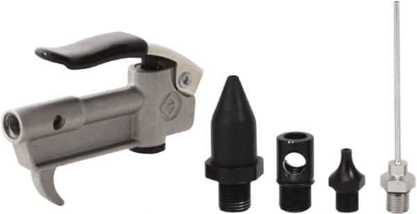 Value Collection - 5 Piece Aluminum Body Air Gun Kit - 1/4 NPT Inlet, 150 Max psi, Aluminum Hose - A1 Tooling