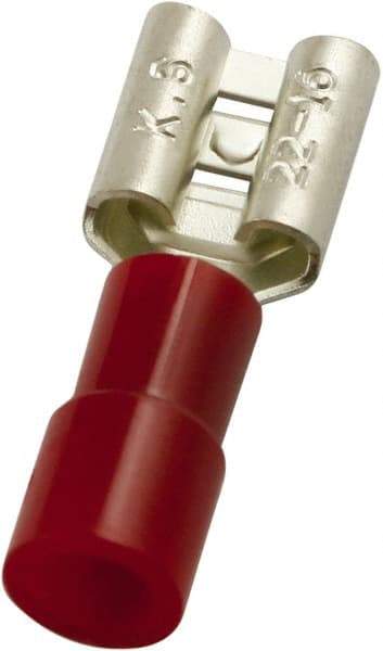 Value Collection - 22 to 16 AWG, PC, Partially Insulated, Female Wire Disconnect - 3/16" Wide Tab, Red, cUL Listed, RoHS Compliant, UL Listed - A1 Tooling