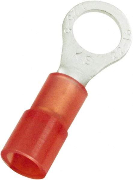 Value Collection - 8 AWG Partially Insulated Crimp Connection Circular Ring Terminal - 1/4" Stud, 13.3mm OAL x 12mm Wide - A1 Tooling