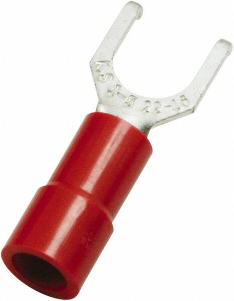 Value Collection - #6 Stud, 22 to 16 AWG Compatible, Partially Insulated, Flanged Fork Terminal - A1 Tooling