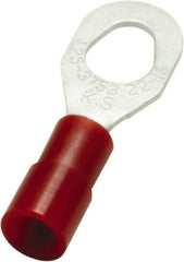 Value Collection - 22-16 AWG Partially Insulated Crimp Connection D Shaped Ring Terminal - #10, 6 & 8 Stud, 25.3mm OAL x 8.6mm Wide, Copper Contact - A1 Tooling