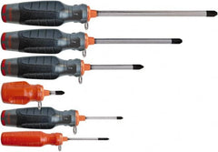 Proto - 6 Piece Phillips Screwdriver Set - Tethered Handle, Bit Sizes: Philips #0 to #4 - A1 Tooling