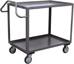 Jamco - 1,200 Lb Capacity, 24" Wide x 30" Long x 35" High Ergonomic Utility Cart - 2 Shelf, Steel, 2 Rigid/2 Swivel Casters - A1 Tooling