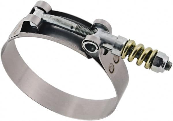 IDEAL TRIDON - 3-1/2 to 3-13/16" Hose, 3/4" Wide, T-Bolt Spring Loaded Clamp - 3-1/2 to 3-13/16" Diam, Stainless Steel - A1 Tooling