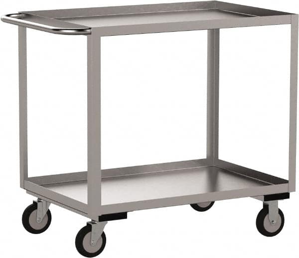 Jamco - 1,200 Lb Capacity, 36" Wide x 18" Long x 35" High Shelf Cart - 2 Shelf, Stainless Steel, 2 Rigid/2 Swivel Casters - A1 Tooling