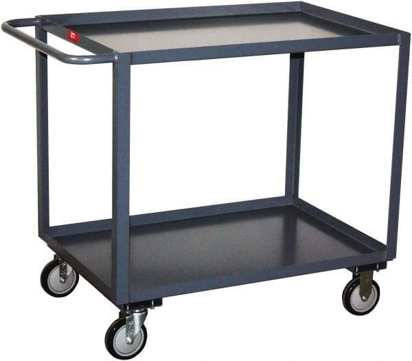 Jamco - 1,200 Lb Capacity, 24" Wide x 30" Long x 35" High Service Cart - 2 Shelf, Steel, 2 Rigid/2 Swivel Casters - A1 Tooling