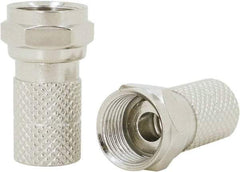 Ideal - Straight, F Type Crimp Coaxial Connector - Compatible with RG6, Brass Contact, Brass Body - A1 Tooling