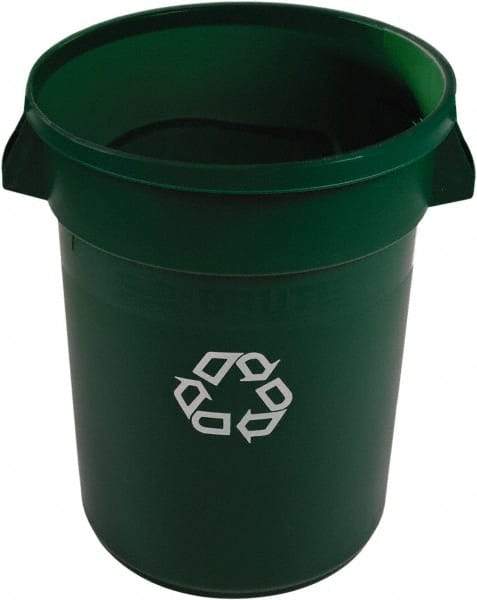 Rubbermaid - 32 Gal Green Round Recycling Container - Polyethylene, 59" High - A1 Tooling