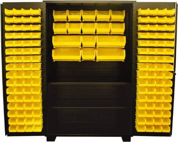 Jamco - 2 Shelf 144 Bin Storage Cabinet - Steel, 48" Wide x 24" Deep x 78" High, Black - A1 Tooling