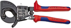 Knipex - 10" OAL, 2" Capacity, Cable Cutter Pliers - Ratchet Head, Comfort Grip Handles, with Spring - A1 Tooling