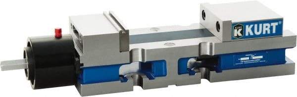 Kurt - 4" Jaw Width, 6" Jaw Opening Capacity, Horizontal Stationary Machine Vise - Reverse Hydraulic Operation, 7,800 Lb Capacity, 1 Station, 13.985" Long x 3.4900" High x 1-15/64" Deep, 1.235" Jaw Height, Ductile Iron - A1 Tooling