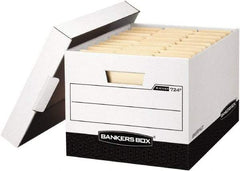 BANKERS BOX - 1 Compartment, 12-3/4" Wide x 10-3/8" High x 16-1/2" Deep, Storage Box - Corrugated Cardboard, White/Black - A1 Tooling