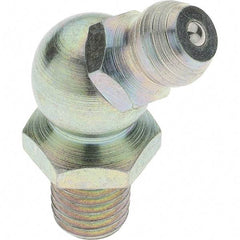 Value Collection - 45° Head Angle, 1/4-28 Taper Thread Grease Fitting - Zinc Plated Finish - A1 Tooling