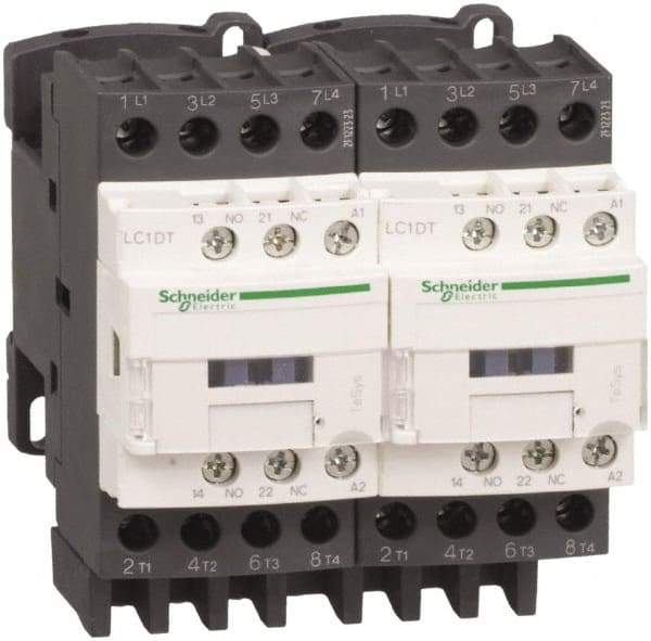 Schneider Electric - 4 Pole, 120 Coil VAC at 50/60 Hz, 20 Amp at 440 VAC, Reversible IEC Contactor - Bureau Veritas, CCC, CSA, CSA C22.2 No. 14, DNV, EN/IEC 60947-4-1, EN/IEC 60947-5-1, GL, GOST, LROS, RINA, RoHS Compliant, UL 508, UL Listed - A1 Tooling