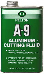 Relton - A-9, 1 Pt Bottle Cutting Fluid - Semisynthetic, For Broaching, Drilling, Milling, Reaming, Sawing, Tapping, Threading - A1 Tooling