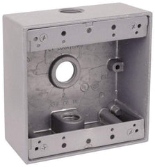 Thomas & Betts - 2 Gang, (3) 3/4" Knockouts, Aluminum Square Outlet Box - 4-9/16" Overall Height x 4-5/8" Overall Width x 2-1/16" Overall Depth, Weather Resistant - A1 Tooling