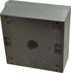 Thomas & Betts - 2 Gang, (3) 1/2" Knockouts, Aluminum Square Outlet Box - 4-9/16" Overall Height x 4-5/8" Overall Width x 2-1/16" Overall Depth, Weather Resistant - A1 Tooling